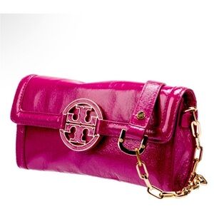Tory Burch Magenta Pebble  Leather Crossbody
